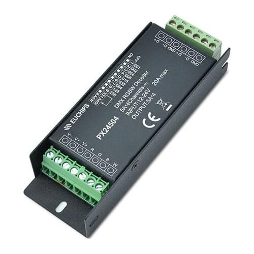 5A*4ch 240~480W 12-24VAC Connector DIP Switch Constant Voltage DMX Decoder PX24504