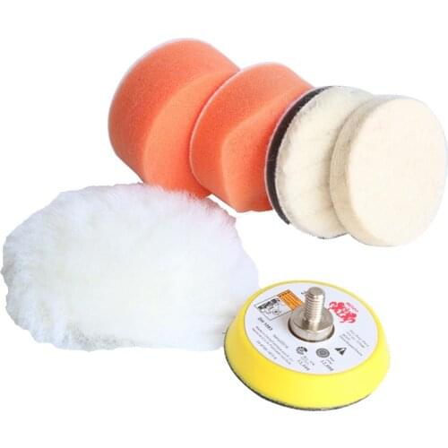 6Pcs 2 inch Sponge Wheel polishing pad set Wool Felt Waxing Buffing Pad M6 Car Wash Cleaning kit For Mini Air Sander