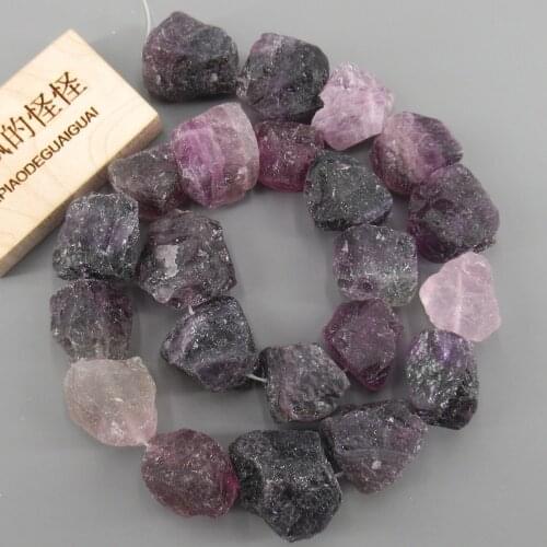 APDGG Natural Purple Fluorite Freeform Rough Nugget Loose Beads 15.5" Jewelry Making DIY