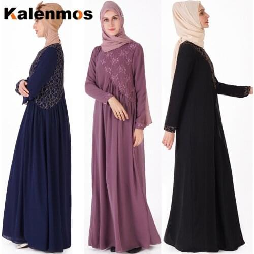 Dubai Arab Muslim Abaya Dress Women Lace Big Swing A-line Maxi Hijab Dress Turkish Middle East Islamic Clothing Kaftan Robes