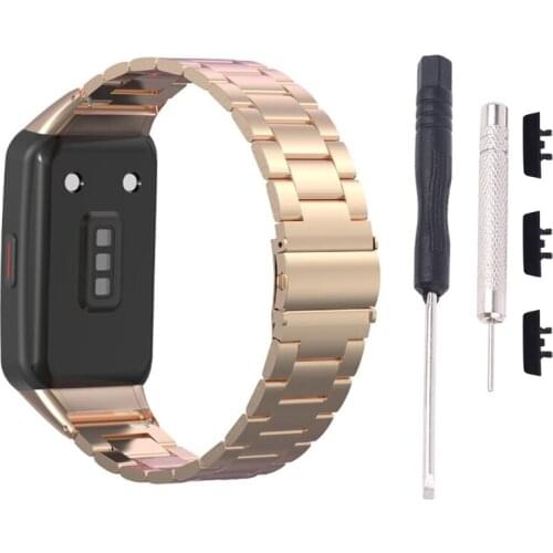 Stainless Steel Bracelet Smart Watch Strap For -Huawei Honor Band 6 Smart Watch Double Snap Buckle Solid Stainless Steel C7AB