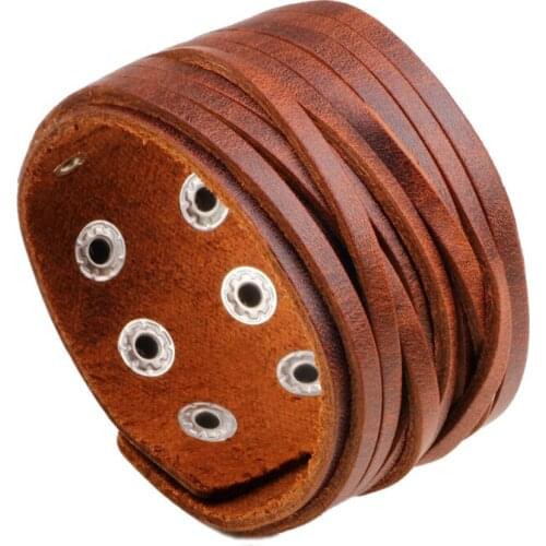 Handmade Layer Leather Bracelet Men Gift Multi-Layer Braided Cuff Bangle Simple Fashion Jewelry Gift Men Women