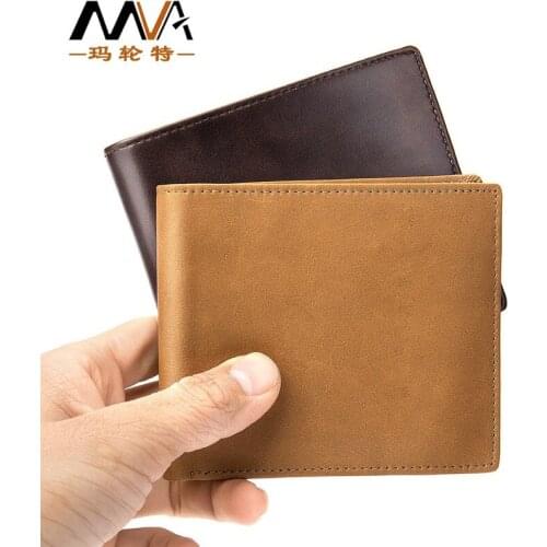 Wallet Mens Leather Vintage Leather Wallet Mens New Simple Short Zipper Wallet Coin Purse Card Holder for Men