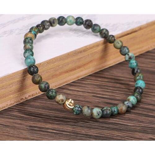 4mm Natural Stone Beads African Turquoise Bracelet Yoga Spiritual Jewelry Meditation Beads Jewelry Set Bracelet Ring