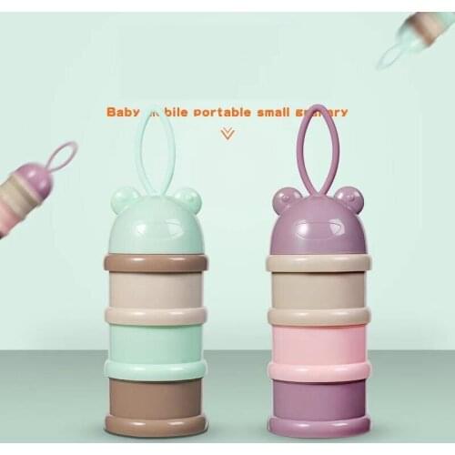 Color Baby Three-Layer Milk Powder Box Portable Baby Food Storage Box Cartoon Infant Milk Powder Box Toddle Snacks Container