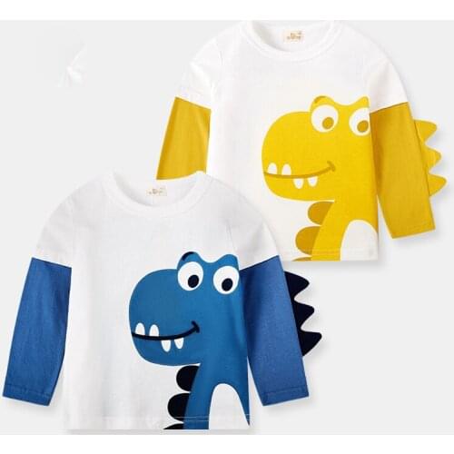 Be-Top Boys Childrens T-shirts Autumn Cute Dinosaur Pattern kids Shirts Casual Crew Neck for Long Sleeve Top Baby Clothes