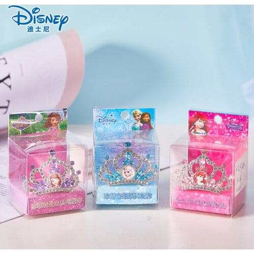 Disney Frozen Princess Crown Sofia Ariel Anna Elsa Crown Heart Jewel Disney Toys Kids Makeup Pretend Play Makeup Toys