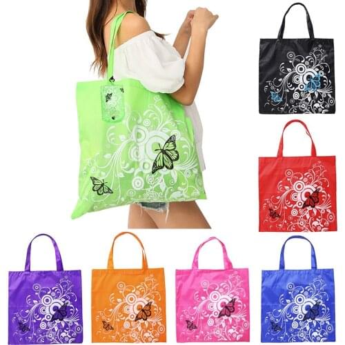 Eco Shopping Bags Flower Butterfly Oxford Cloth Foldable Storage Handbags Folding Reusable Organizer Tote Bag
