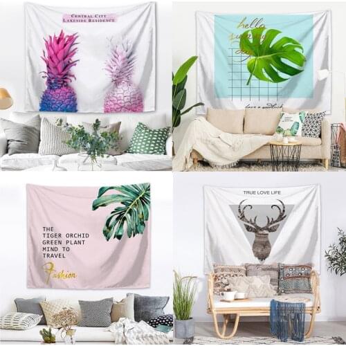 FYMX Imaginative Wall Decoration Blanket Pineapple Leaf Human Fawn Tapestry Home Bedroom Decoration Travel Mat