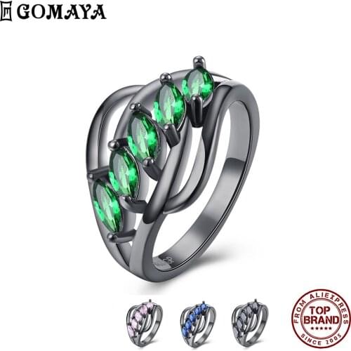 GOMAYA Geometry 5 Pcs Clear Zirconia Women Rings Trendy Unique Design Finger Ring Fit Party Anniversary Jewelry Gift New Arrival