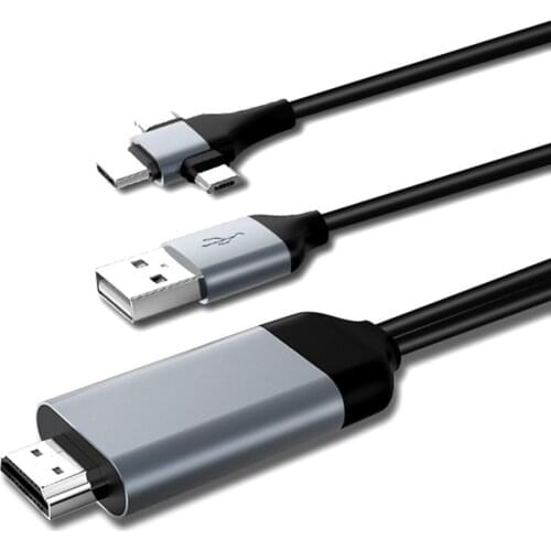 Docooler 3-in-1 Audio Video Cable Micro USB Type-C to H dmi-Compatible MHL Cable Converter iOS Android to TV/Projector Hdtv Cabl