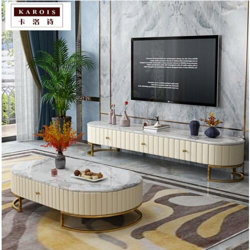 KAROIS CJ06 Postmodern Light Luxury Living Room Furniture Coffee Table Tv Cabinet Combination Marble Coffee Table