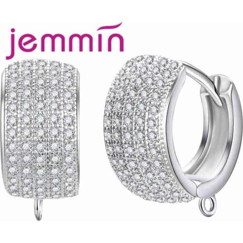 High Quality Wide Verge Full AAA Cubic Zirconia 925 Sterling Silver Earring Ring For Women Party Wedding Jewelry