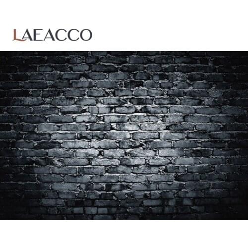 Laeacco Old Vintage Dark Black Brick Wall Photography Background Photocall Portrait Photo Backdrop For Photo Studio