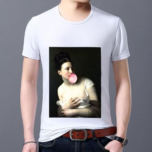 Summer Mens T-shirt New Funny Spoof Pattern Printing Mens Short-sleeved Shirt High-quality White Mens Soft Breathable T-shirt
