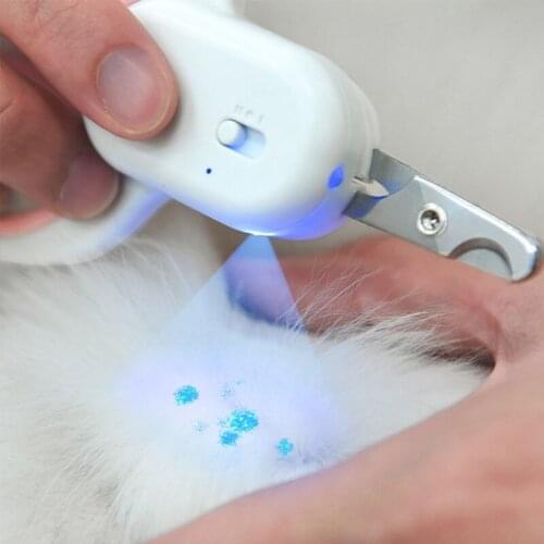 New Pet Creative LED Lighting Nail Clipper Cats Dogs USB Charging Bleeding-proof Illuminate Nail Clippers Pet Supplies