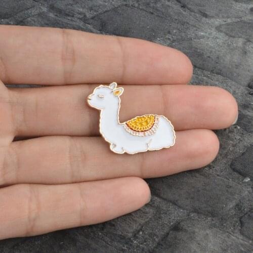 Cartoon Cute Llama Enamel Brooches Pin Animal Jewelry Denim Clothes Coat Dress Hat Bag Button Badge Pin Gift for Girls Kids