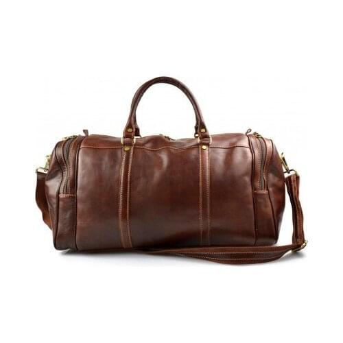 Mens leather duffle bag brown shoulder bag travel bag luggage weekender carryon cabin bag