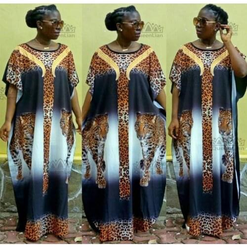 2018 New Fashion Super Size Chiffon African Loose Long Dashiki Flower Pattern Printing Nation Printing For Lady(LH#)