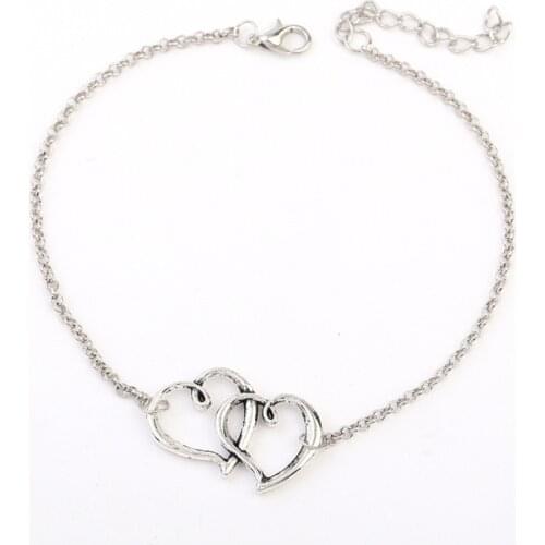 Punk 2018 New Summer Fashion Anklets Wild Love Heart-shaped Double-hearted Anklet Lady Legs Anklet Wholesale Shoe Jewelry