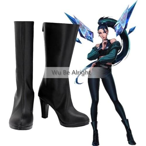 Game LOL KDA Baddest Kaisa Cosplay Shoes Black High-heeled Boots Halloween Carnival Party Accessories Custom Made For Men Women