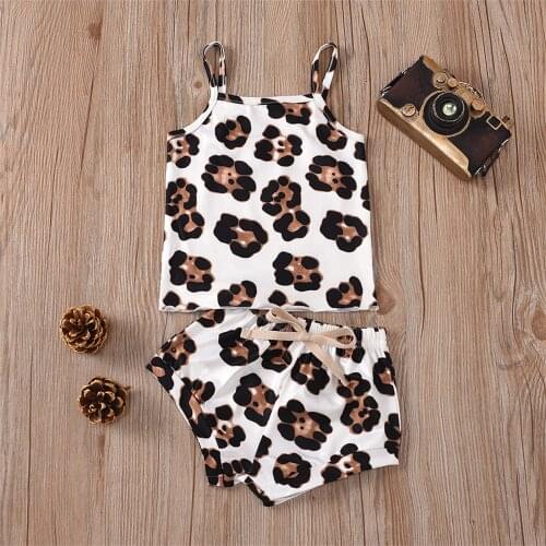 Baby Girl Clothes Newborn Infant Girl Sets Sleeveless Leopard Print Vest Tops Shorts Set 0-18 Months Vestidos De Verano Ropa