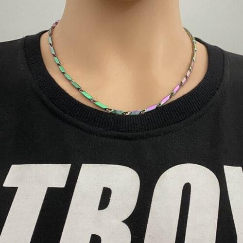 Titanium steel necklace colorful melon seed chain stainless steel necklace men and women fashion necklace jewelry