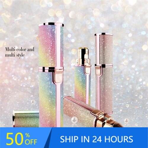 Protable 2 IN 1 l Women Painless Razor Shaver Electric Epilator Eyebrow Trimmer Body Facial Lipstick Shape Hair Removal 20#4