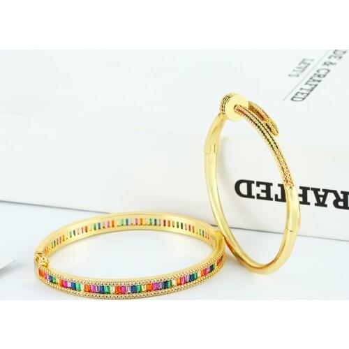 2021 luxury gold rainbow bangle bracelet jewelry with stone copper cubic zirconia designer bracelet jewelry bangles for women