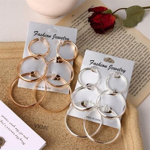 VKME Punk Metal Big Hoop Earrings fashion earrings for women Girls brincos 2020 earring new gift Birthday party Charm jewelry