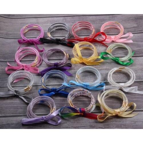 2021 Beads Jelly Bangles Bracelets Set With Beads Inside for Women Glitter Filled Jelly Bracelet for Girls