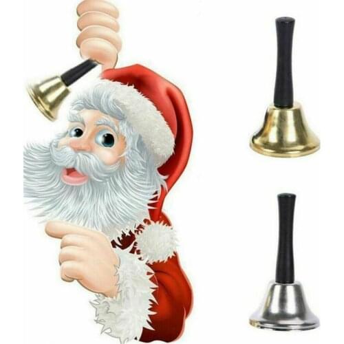 1pc Metal Handbell Xmas New Year Santa Claus Party Celebrate Rattle Christmas Decoration
