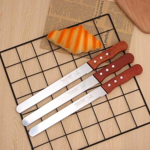 10 inch Steel Serratd Bread Knife Toast Slicing Knives Cake Slicer Baking Pastry Cutter Serrated Blade Easy Cut Bread Cheese