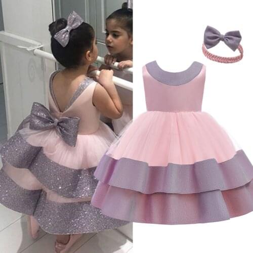 1st Birthday Baby Girls Dress For Newborn 1 2 Year Baptism Party Christening Tutu Gown Infant Wedding Princess Bowknot Clothes