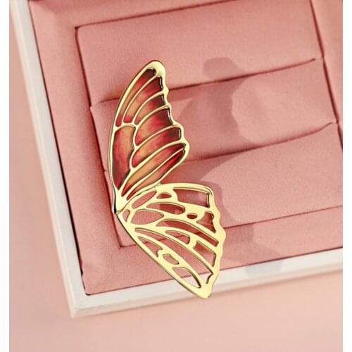 2PCS Enamelled Wing Brooch Delicate Wing Breastpin Retro Double Color Pin Stylish Female Clothing Accessory for Wearing