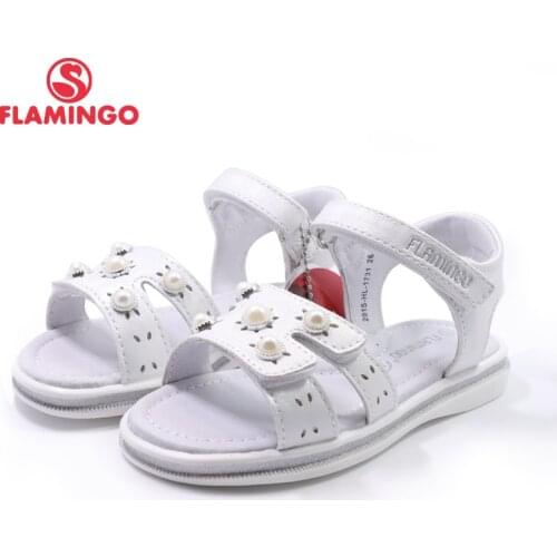 FLAMINGO 2020 sandals for girls Hook& Loop Flat Arched Design Chlid Casual Princess Shoes Size 26-31 For Girls 201S-HL-1731
