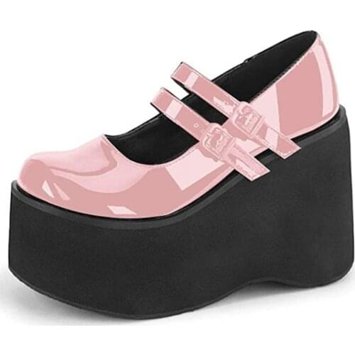 2021 Brand New Female Lolita Cute Mary Janes Pumps Platform Wedges High Heels womens Pumps Sweet Gothic Punk Shoes Woman