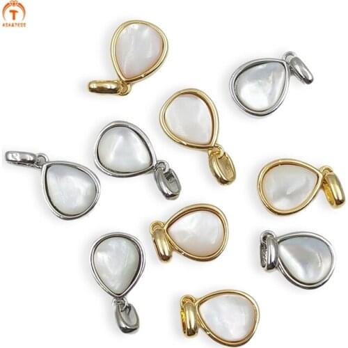 3pcs Natural Pear Shape Shell Handmade Simple Classical Pendants Jewelry Gold Silver Plated Polished Jewelry For Necklace Making
