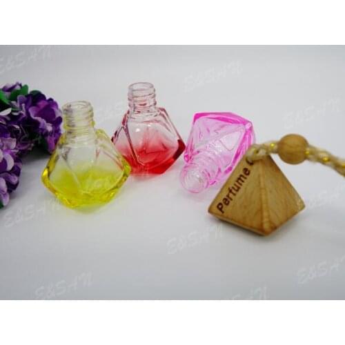 8ML Spray Color Triangle Diamond Car Pendant Perfume Glass Bottle Fine Car Hanging Empty Bottle 100PCS/LOT lin5018