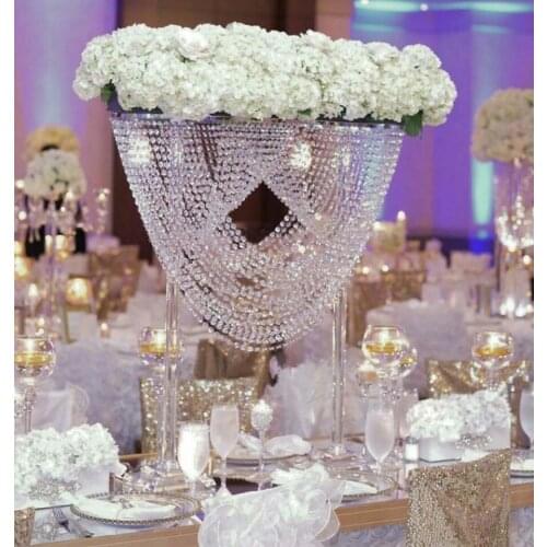 80cm(H) Crystal Table Centerpiece Flower Stand with bead strands Wedding Decoration
