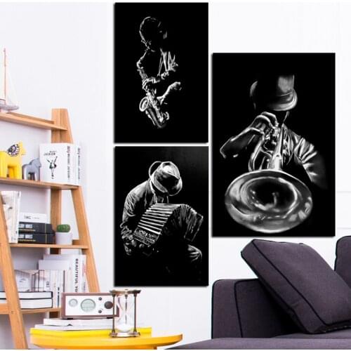 Diamond mosaic Black And White Musical Instrument Man Nordic full Drill round diamond embroidery Diamond Painting Cross Stitch