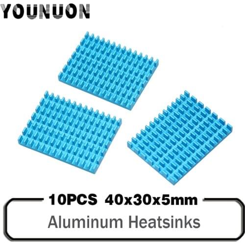 10PCS YOUNUON 40x30x5mm Aluminum Heat Sink Blue Aluminum profile heat sink chip IC CPU Router memory PCB board Electronic cooler