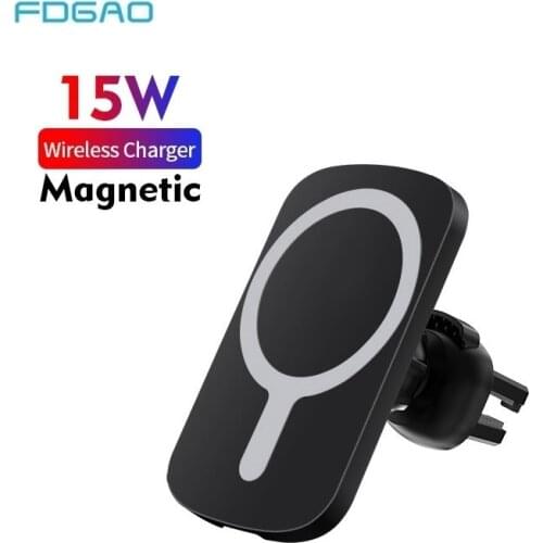 15W Fast Wireless Car Charger Mount Stand For Magsafe Magnetic Wireless Charger For iPhone12 /12 Mini/Pro Max Car Phone Holder