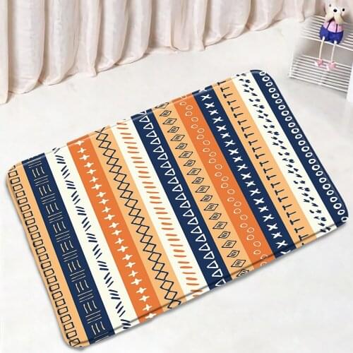 Geometric Stripe Bath Mats Boho Fashion Ethnic Door Mat Kitchen Entrance Bedroom Floor Rug Non-slip Carpet Bathroom Decoration