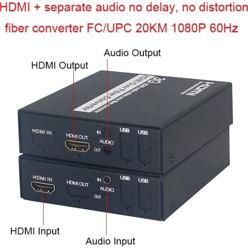 HDMI extender to fiber converter and audio converter HDMI fiber optic media converter uncompressed, no frame loss no delay 1080P