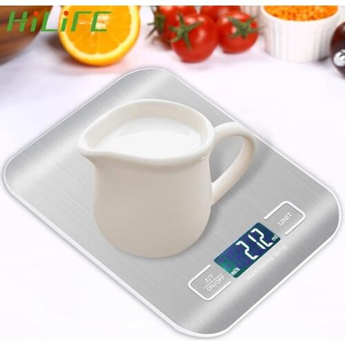 HILIFE 5/10kg Mini Kitchen Scale Balance Measuring Tool Kitchen Gadget Weighing Food Scale Stainless Steel Weighing Scale