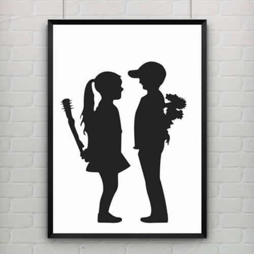 Canvas Painting Wall Picture Kids Room Nursery Decor, Girl With Balloon by Banksy Poster Canvas Art Cuadros Decoracion, No Frame