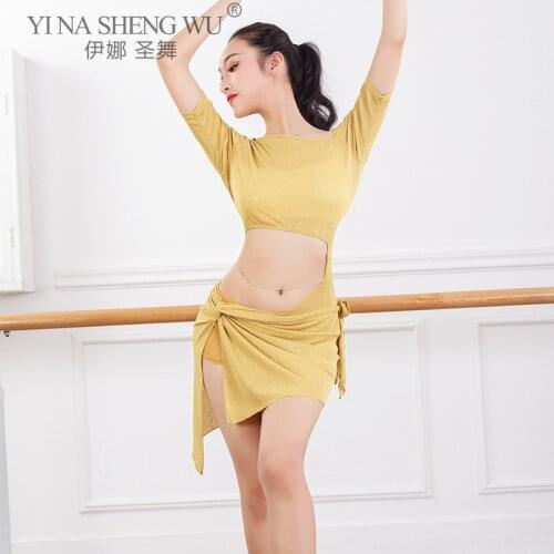 Belly Dance Suit Tops Half Sleeve Short Skirt Performance Clothes Female Adult Elegant Bandage Set Competition Practice Clothing