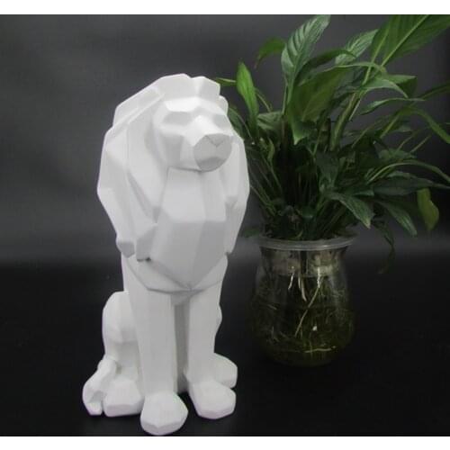 Creative Lion Resin Statue Abstract Black White Lion Animal Power Figurine Sculpture For Home Decorations Attic Ornaments Gifts