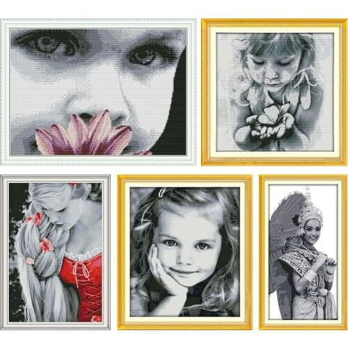 Sweet Smile Cross Stitch Embroidery Needlework Kits Stamped Patterns 11CT 14CT Printed Counted Thread Crafts DIY Home Decor Sets